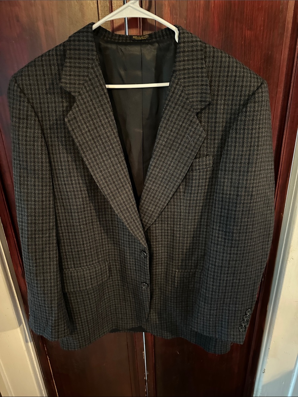 Sport Jacket Oscar De La Renta Men's Classic Houndstooth Blazer in Charcoal 41R